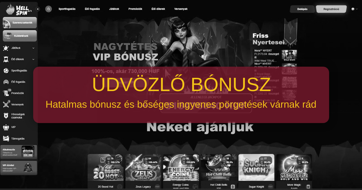 Hellspin Casino: első befizetési bónusz és online kaszinó